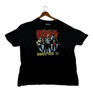 KISS Rock Band KISS Retro 1977 '77 World Concert Tour Black T-Shirt 2XL